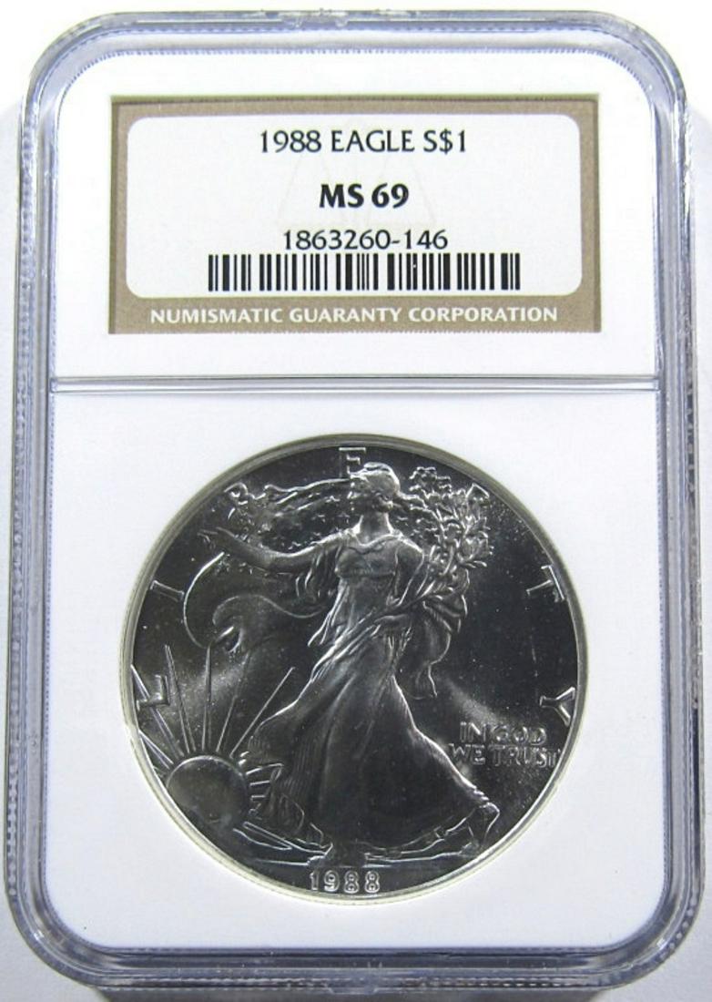 1988 AMERICAN SILVER EAGLE NGC MS-69 (1 of 4)