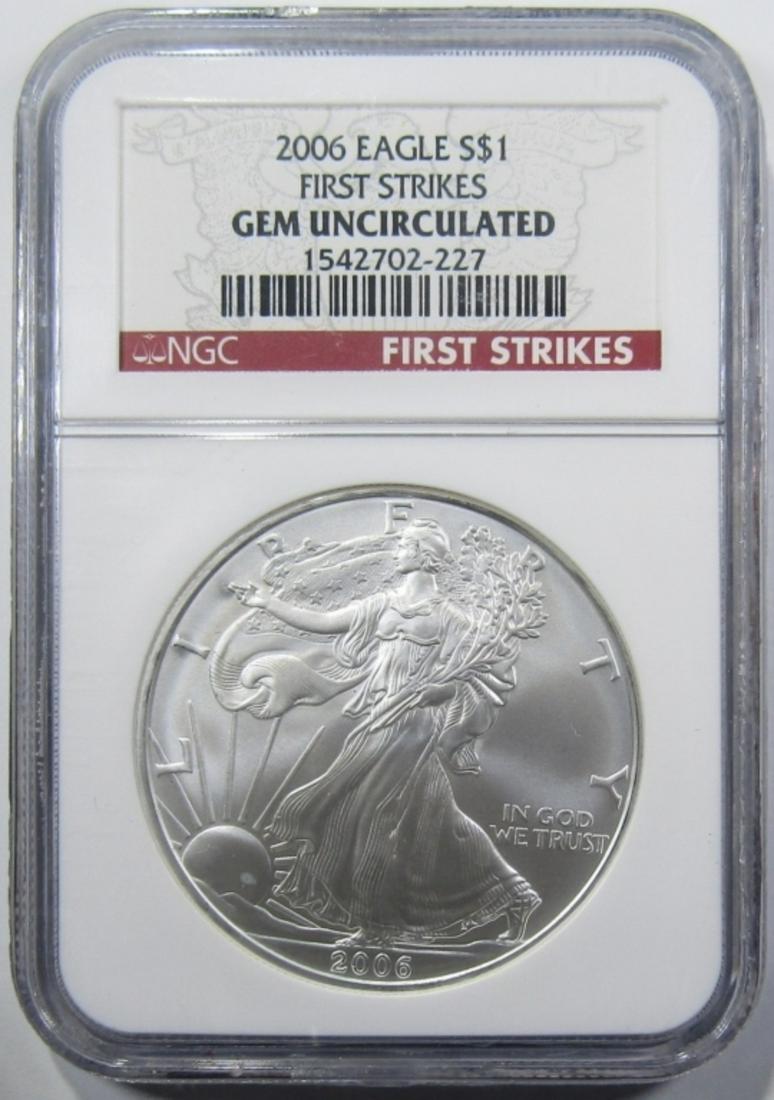 2006 AMERICAN SILVER EAGLE NGC GEM UNC (1 of 4)