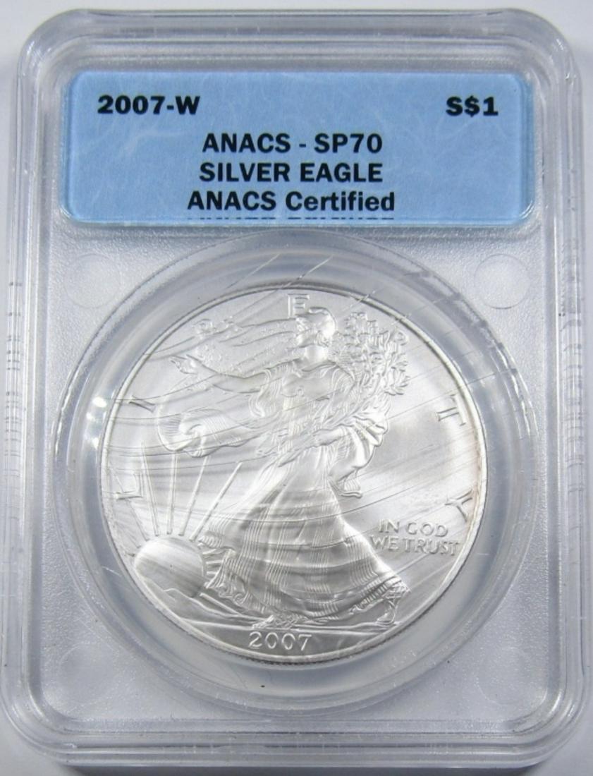 2007-W AMERICAN SILVER EAGLE ANACS SP-70 (1 of 4)