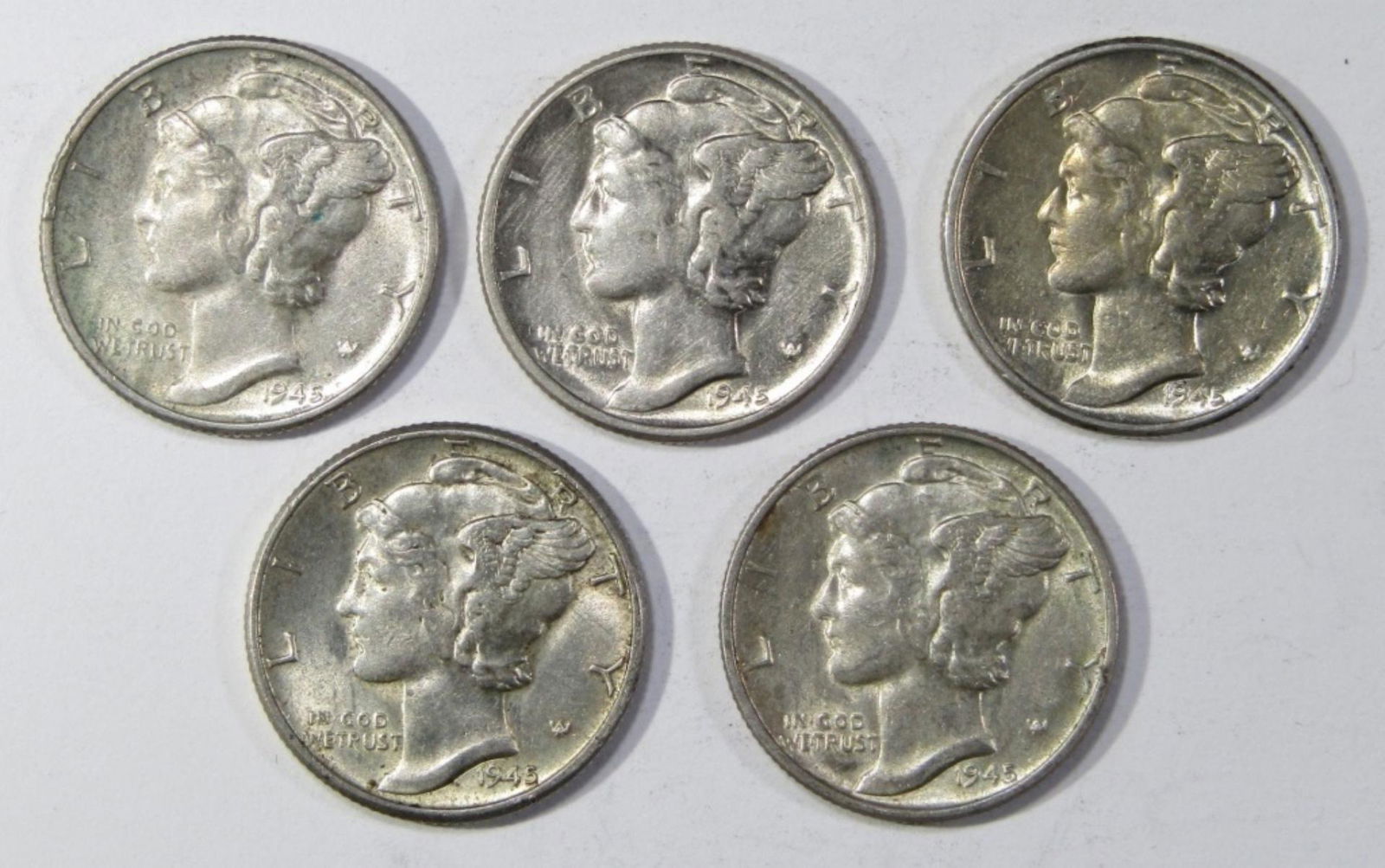 (5) 1945 MERCURY DIMES AU/BU (1 of 2)