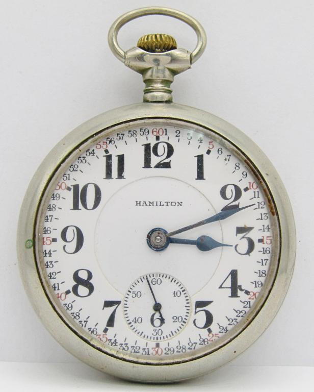Hamilton 940, 21 Jewel, 18 Size: Double Sunk Porcelain Montgomery Dial; Silveroid Screwback Case
