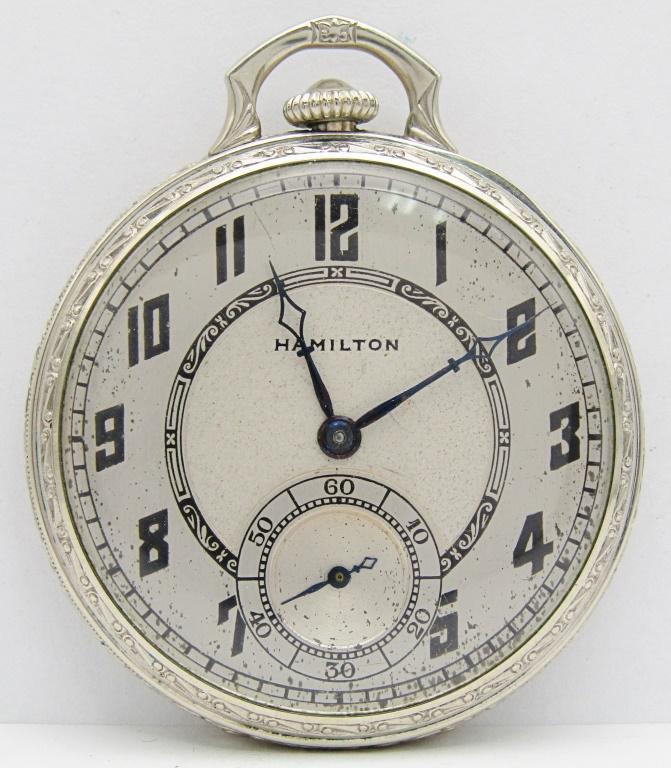 Hamilton 912, 17 Jewel, 12 Size: Tutone Metal Dial; Hamilton Marked White Gold Filled Hinged Back Case