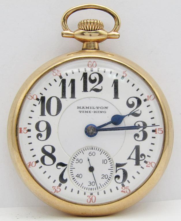 Hamilton 992 Time King 21 Jewel, 16 Size: Double Sunk Porcelain Dial; Yellow Gold Filled Screwback Case