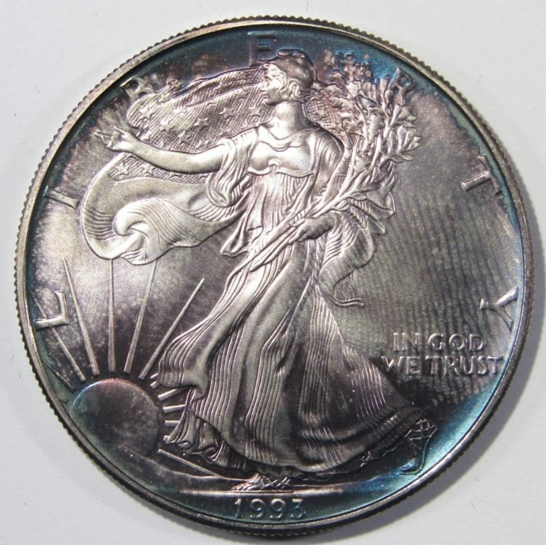 1993 UNC AMERICAN SILVER EAGLE TONING (1 of 4)