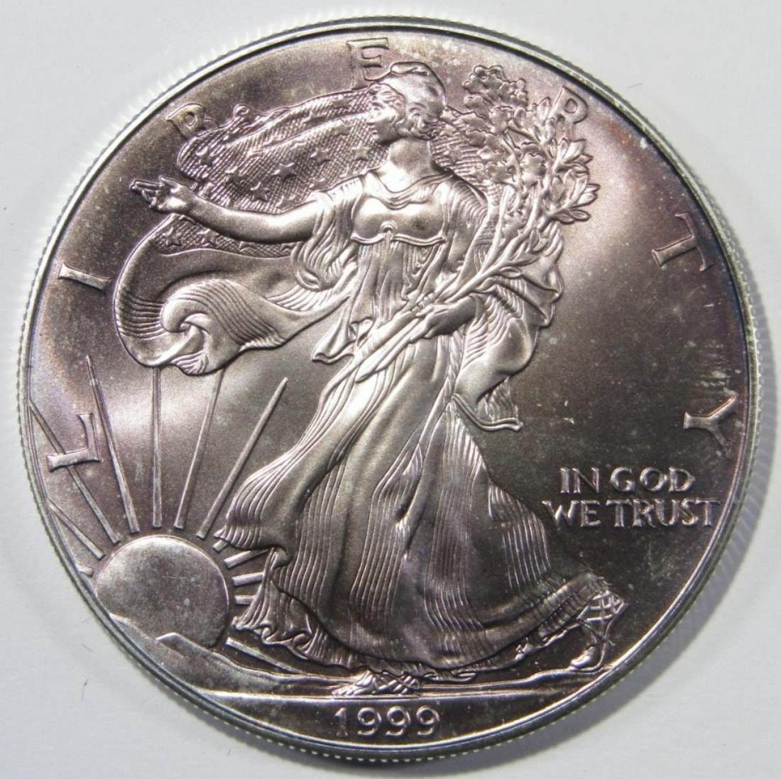 1999 UNC AMERICAN SILVER EAGLE TONING (1 of 4)