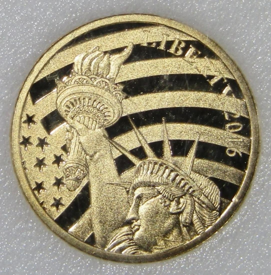 2016 $5 COOK ISLANDS 1/10 oz .24 GOLD: LIBERTY, A TRIBUTE TO THE UNITED STATES. IN CAPSULE.