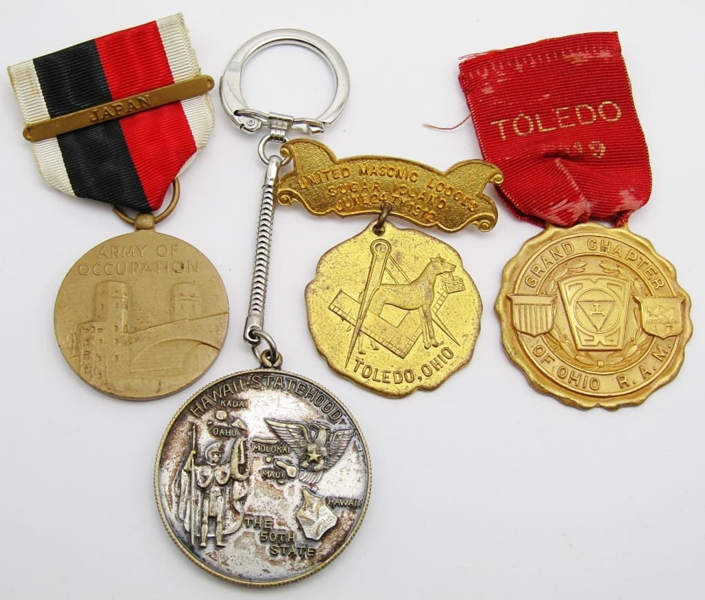 (4) Vintage Medals; Masonic Lodges June 1912 (1 of 10)