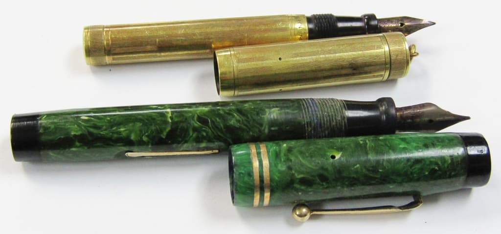 (2) 14K Nib Fountain Pens; Parker Lucky Curve & (1 of 11)