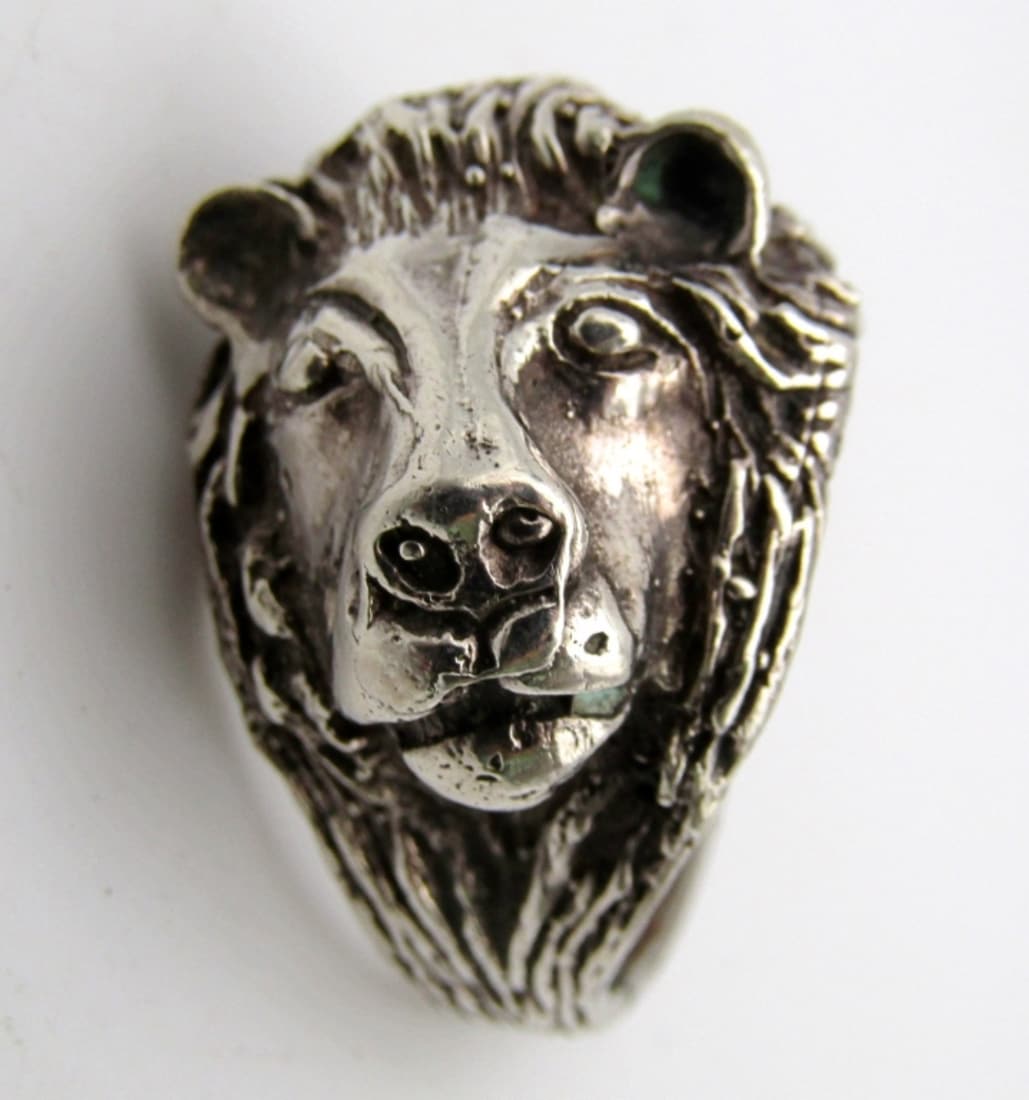 LION HEAD STERLING MENS RING (1 of 5)