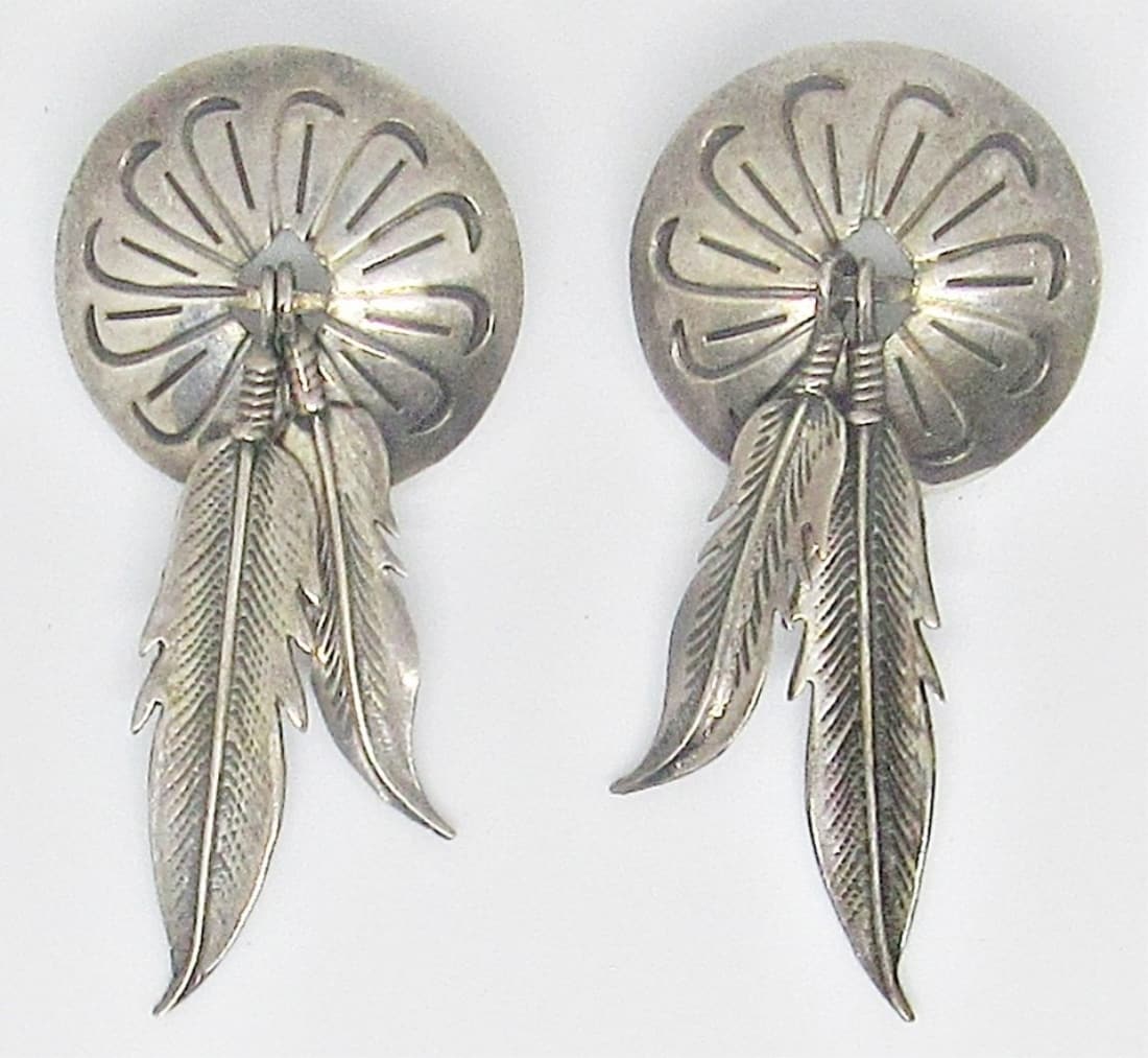 SOUTHWEST CONCHO STYLE STERLING EARRINGS (1 of 3)