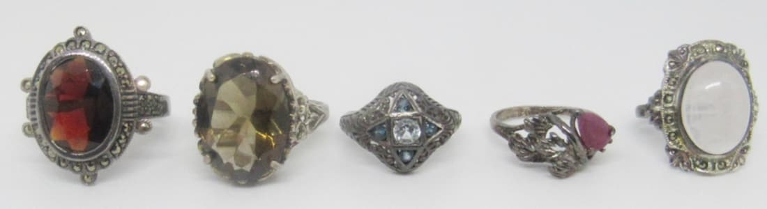 (5) STERLING RINGS with GEM STONES (1 of 4)
