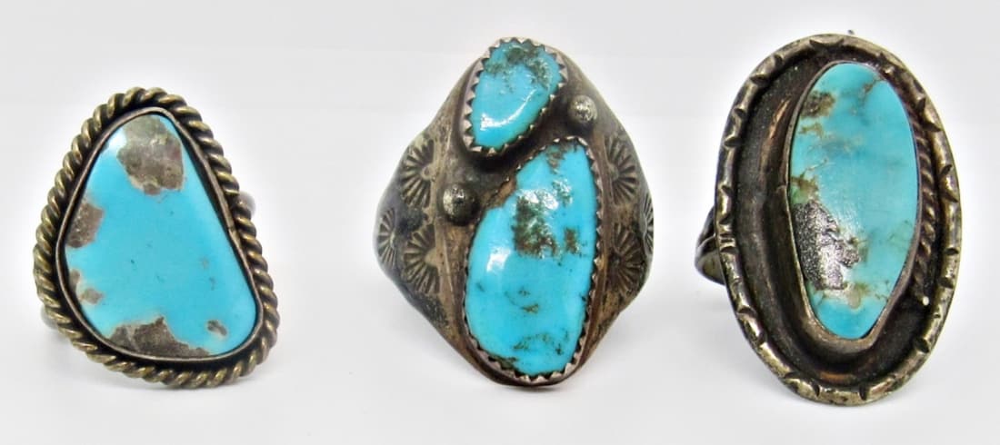 (3) SOUTHWEST STERLING TURQUOISE RINGS (1 of 2)
