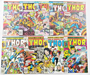 LOT OF 9 BRONZE AGE  THE MIGHTY THOR!: MARVEL THE MIGHTY THOR; 1976-1977; 7 COMIC RUN LOT ISSUES #252 #253 #254 #255 #256 #257 #258; ISSUES #262, & #264