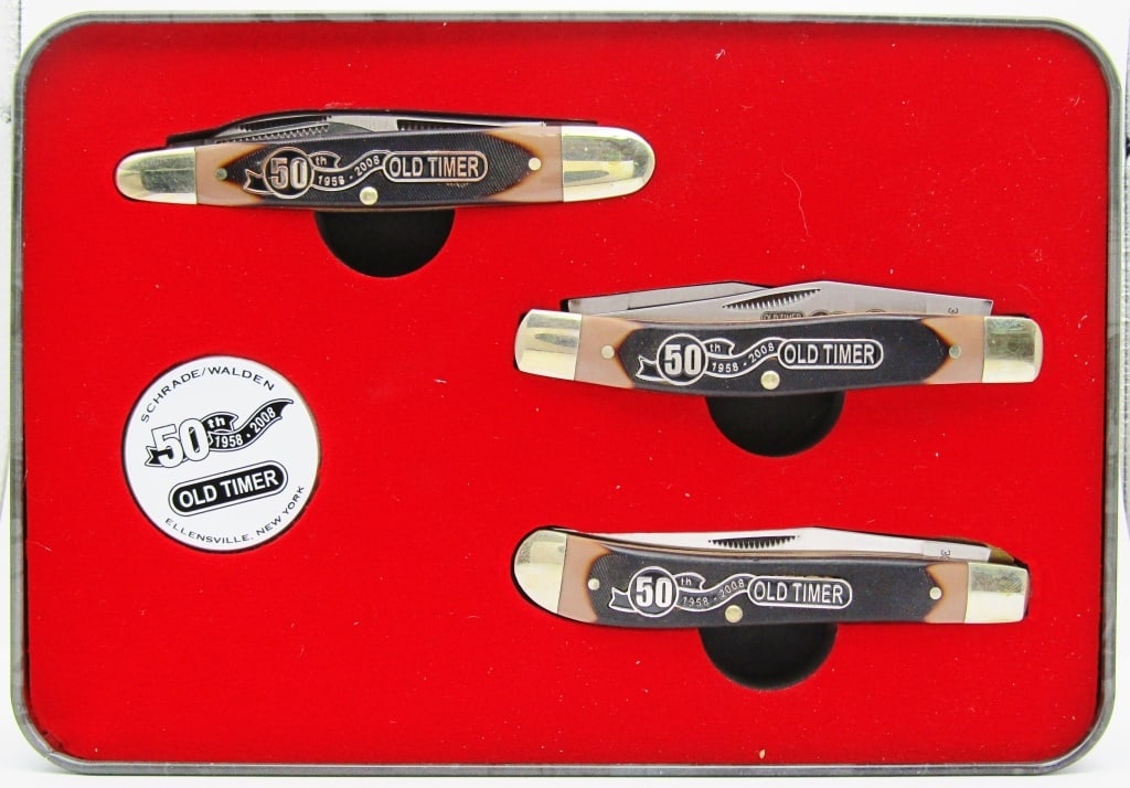 Schrade Old Timer 50th Anniv. 2008 3-Knife Set! (1 of 16)