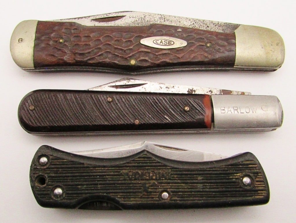 (3) Vintage Pocket Knives; Single Blade CaseXX,: Sabre Japan 629 Barlow, Imperial Ireland Knife; All Single Blades! All Used Conditions.