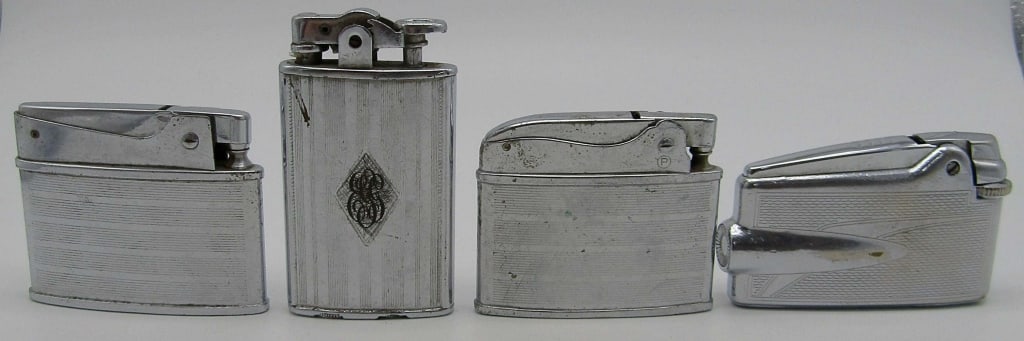 OMEGA, PENGUINE & RONSON LIGHTER LOT: (4) VINTAGE LIGHTERS - UNTESTED
