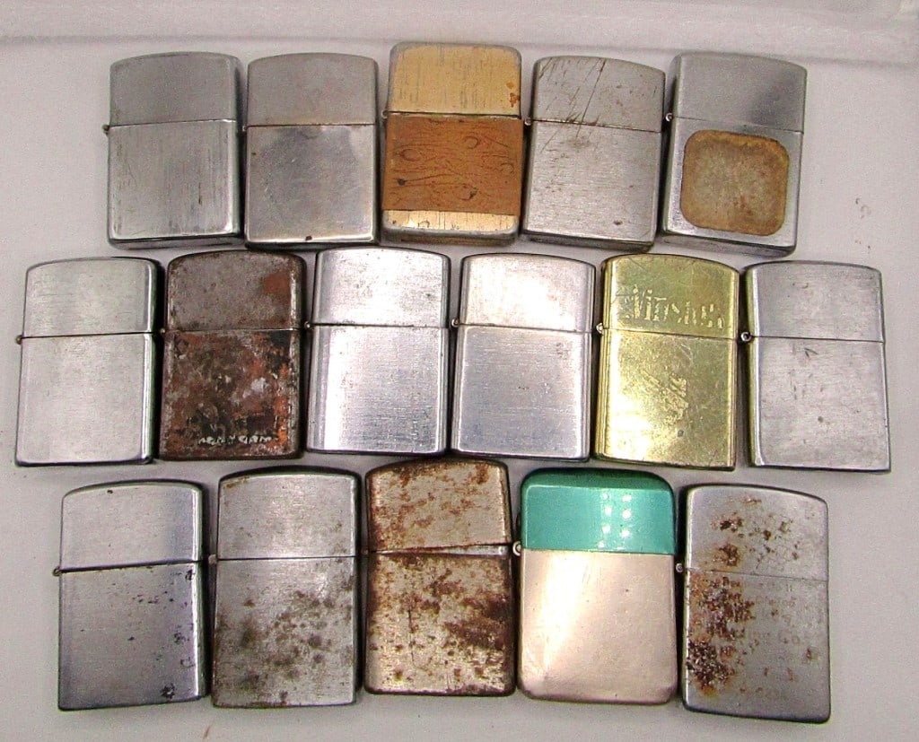 (16) FLIP TOP VINTAGE LIGHTERS PARTS / REPAIR: VARIOUS BRANDS - VARIOUS CONDITIONS - UNTESTED