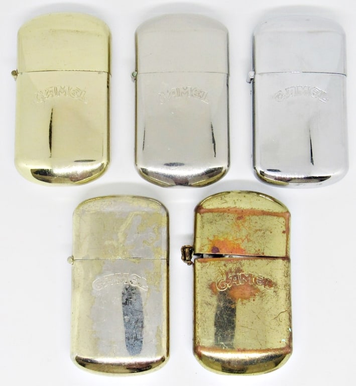 (5) CAMEL LIGHTERS ADVERTISING LOT: (1) BROKE LID - REST UNTESTED