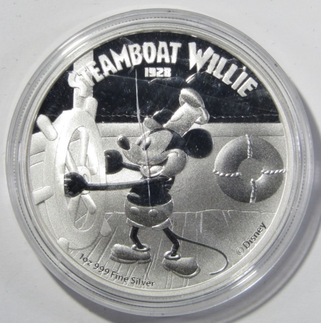 2014 NIUE $2 STEAMBOAT WILLIE 1oz SILVER (1 of 2)