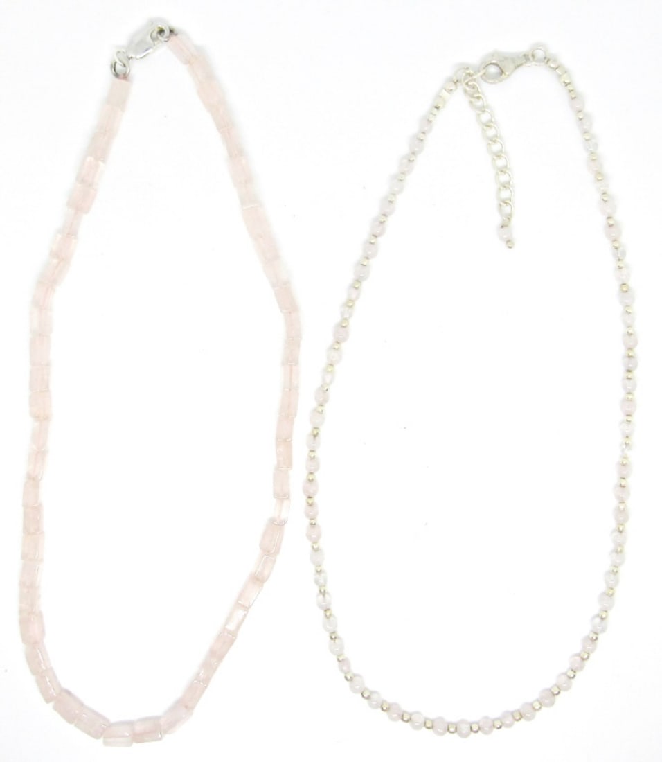 (2) ROSE QUARTZ & STERLING NECKLACES (1 of 4)