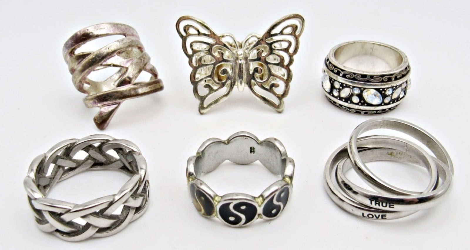 (6) SILVER TONED FASHION RINGS (1 of 4)