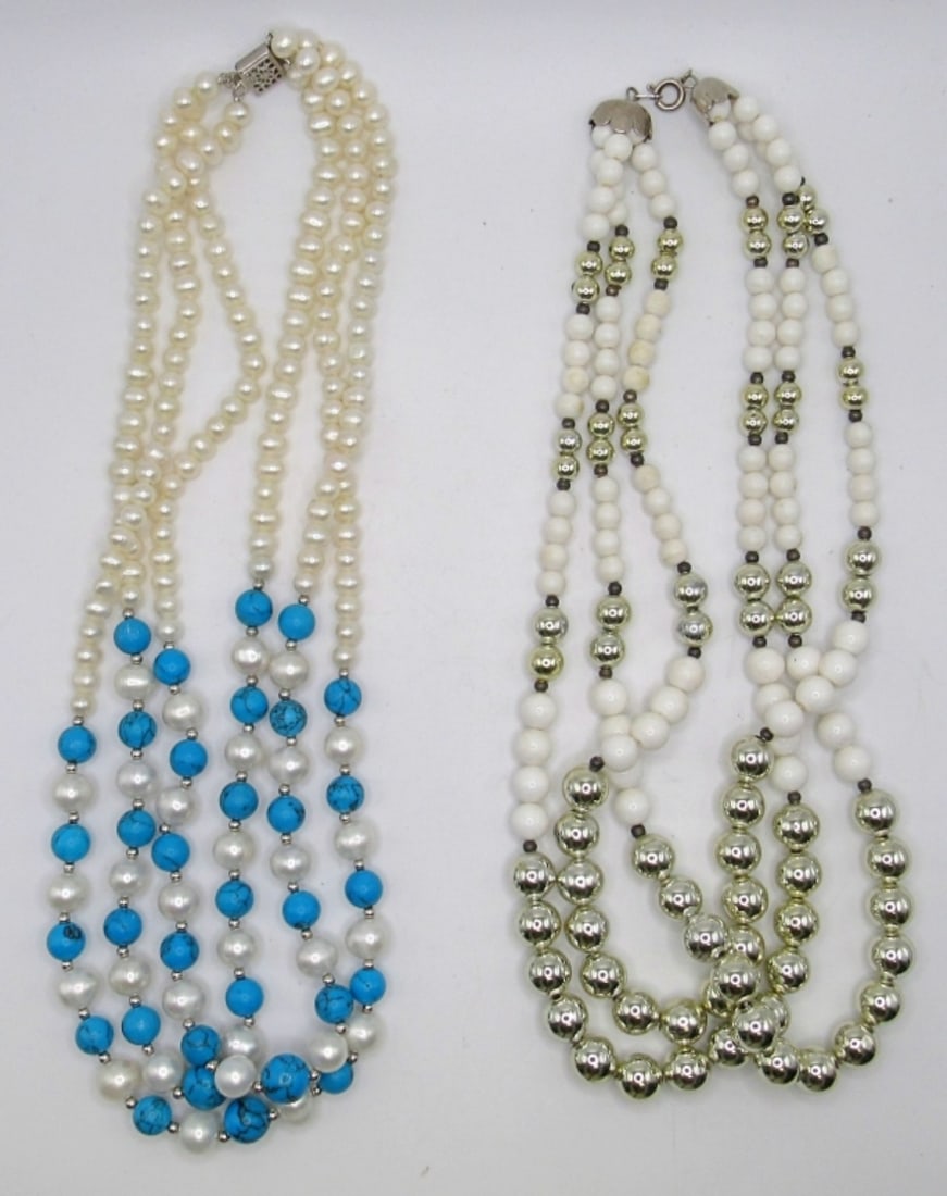 (2) MULTI STRANDED BEADED NECKLACES (1 of 3)
