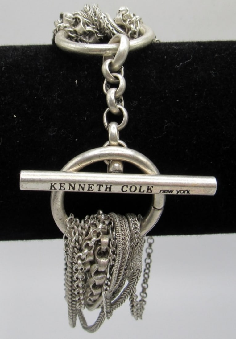 KENNETH COLE MULTI-LAYER CHAIN BRACELET: 7" TOGGLE LATCH - DESIGNER PIECE