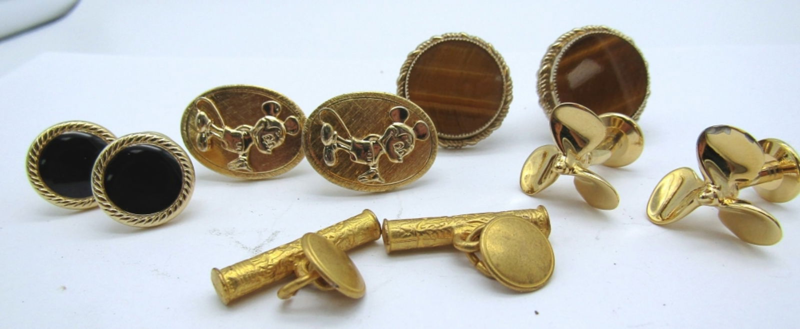 (5) GOLD TONE MENS CUFF LINKS  - VINTAGE to NOW (1 of 3)