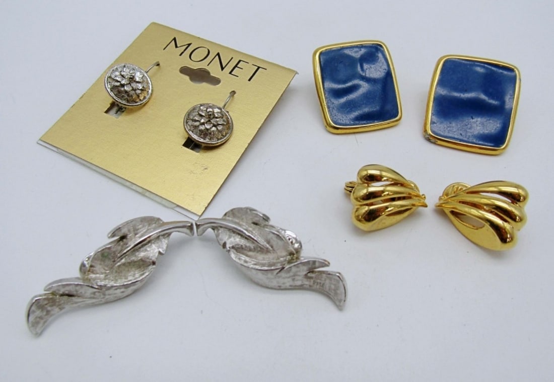 4 PAIR MONET EARRINGS- 3 CLIP ON AND: 1 POST