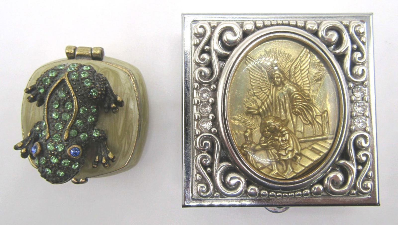 BRIGHTON & PAPYRUS PILL BOX: A GUARDIAN ANGEL-BRIGHTON, A FROG- PAPYRUS