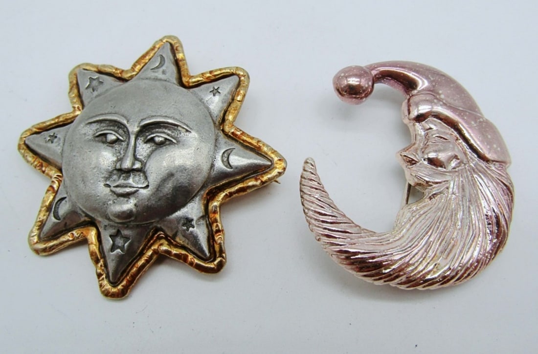 MOON & SUN BROOCHES: BID TODAY!!!