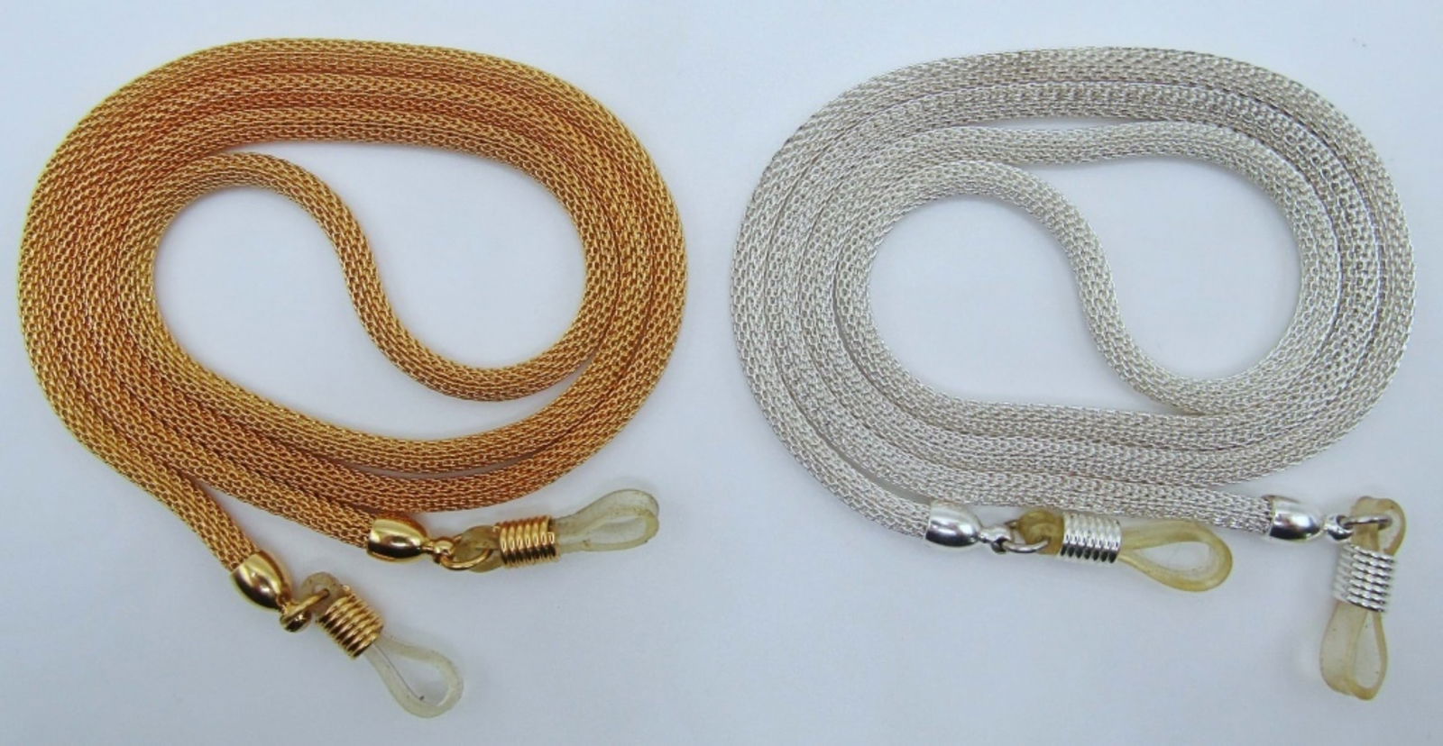 1 GOLD TONE & 1 SLIVER TONE EYEGLASSES STRAP: 26IN LENGTH SNAKE CHAIN STYLE