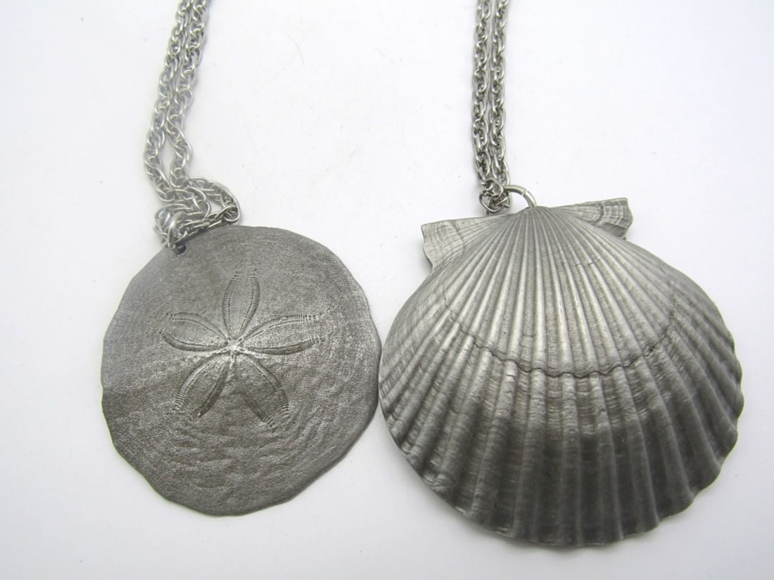 (2) PEWTER BEACH THEME PENDANT NECKLACES (1 of 3)