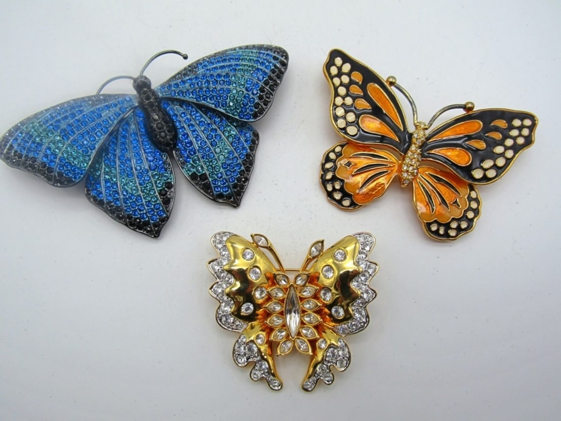 (3) NAME BRAND BUTTERFLY BROOCHES (1 of 5)