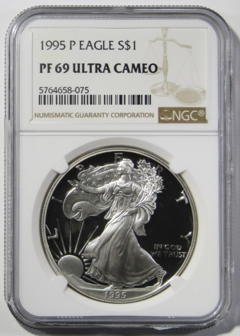 1995-P SILVER EAGLE NGC PF-69 UC (1 of 5)