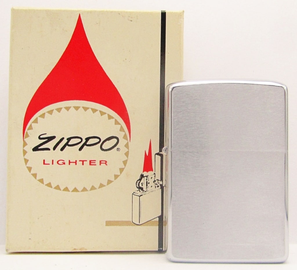1973 Unfired Brushed Chrome Zippo Lighter: No. 200 Brush Finish - In Original Box.