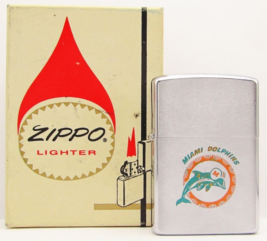 1973 Miami Dolphins Zippo Lighter In Box: Used Condition.