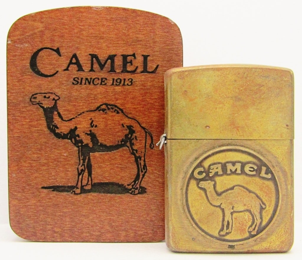 1992 Camel Medallion Zippo Lighter in Wood Case: Used Condition; 1932 - 1992; In Wooden Camel Display Case.