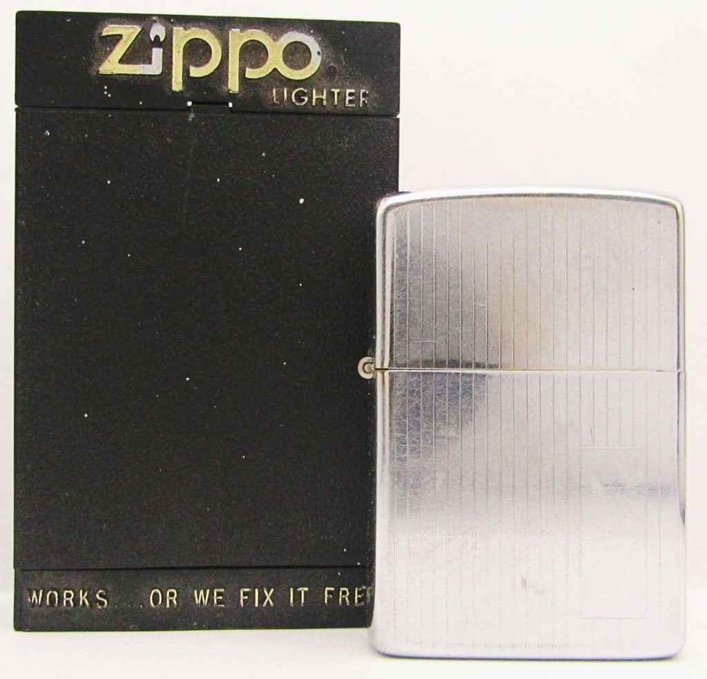 1984 Sealed Horizontal Lines Zippo Lighter: Has Seal, In Case.