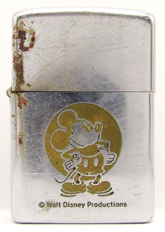 1971 Mickey Mouse Walt Disney Zippo Lighter: Used Condition; Some Rust on Top Front (Pictured).
