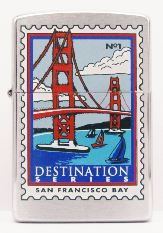 2000 Destinantion Series San Francisco Bay Zippo: Lightly Fired Zippo Lighter.