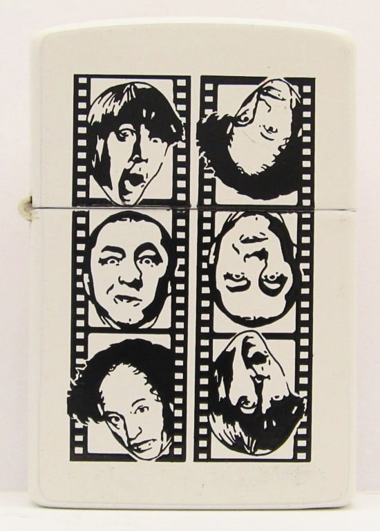 1994 Three Stooges Film Strip Matte White Zippo: New & Sealed Zippo Lighter
