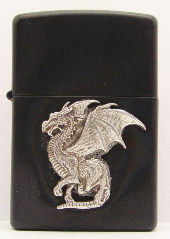 2015 3D Dragon Black Matte Sealed Zippo Lighter: New & Sealed Zippo Lighter.