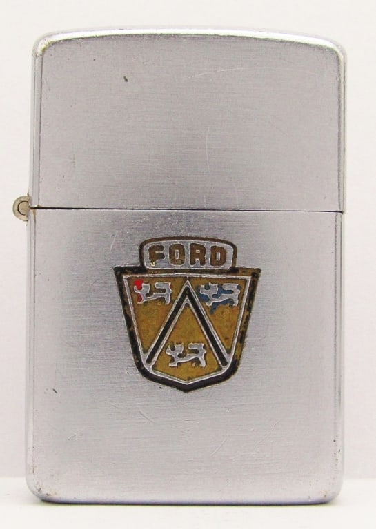 1937-1950 PAT. 2032695 Unfired FORD Zippo: Ford Emblem 5 Barrel Hinge 16 Hole Insert Zippo Lighter.