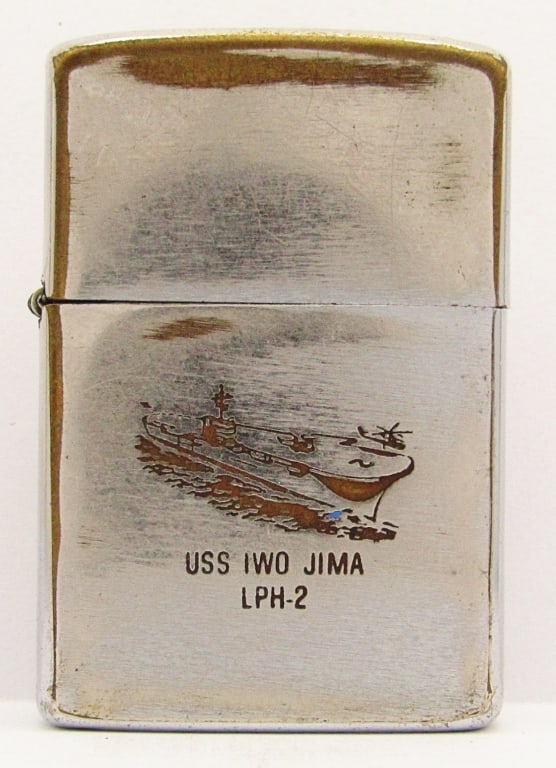 1984 USS Iwo Jima LPH-2 Zippo Lighter: Used Conditions.