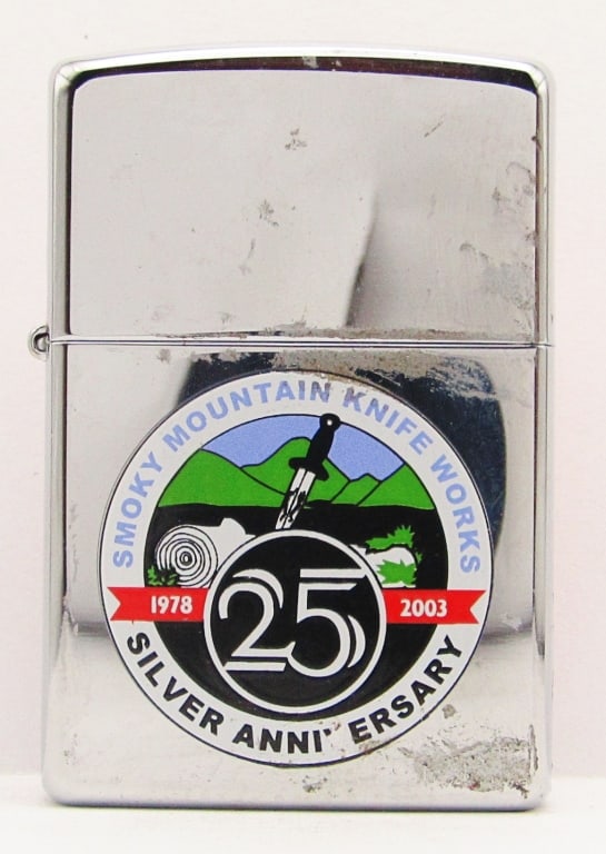 2003 Smoky Mountain Knife Works 25th Zippo: Silver Anniversary 1978 - 2003 Zippo Lighter, SEALED.