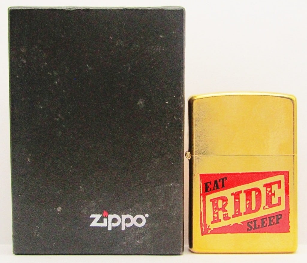 2004 Marlboro Eat Ride Sleep Brass Zippo Lighter: New & SEALED In Box!