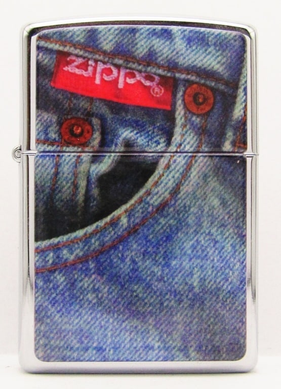 1997 Unfired Denim Pocket Zippo Lighter: New & Unfired Zippo Lighter