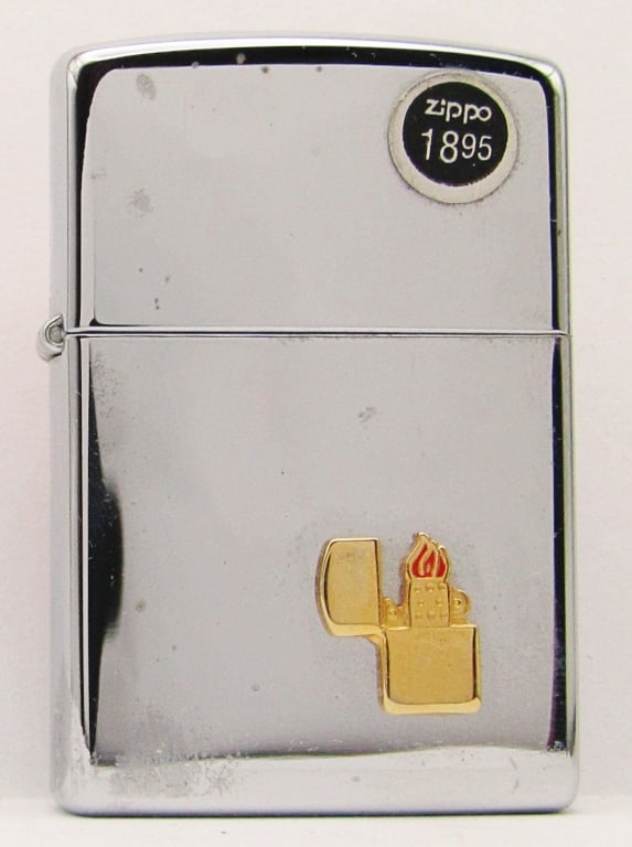 1996 Chrome Polished With Emblem Zippo Lighter: Sealed (Unstuck), Unfired!
