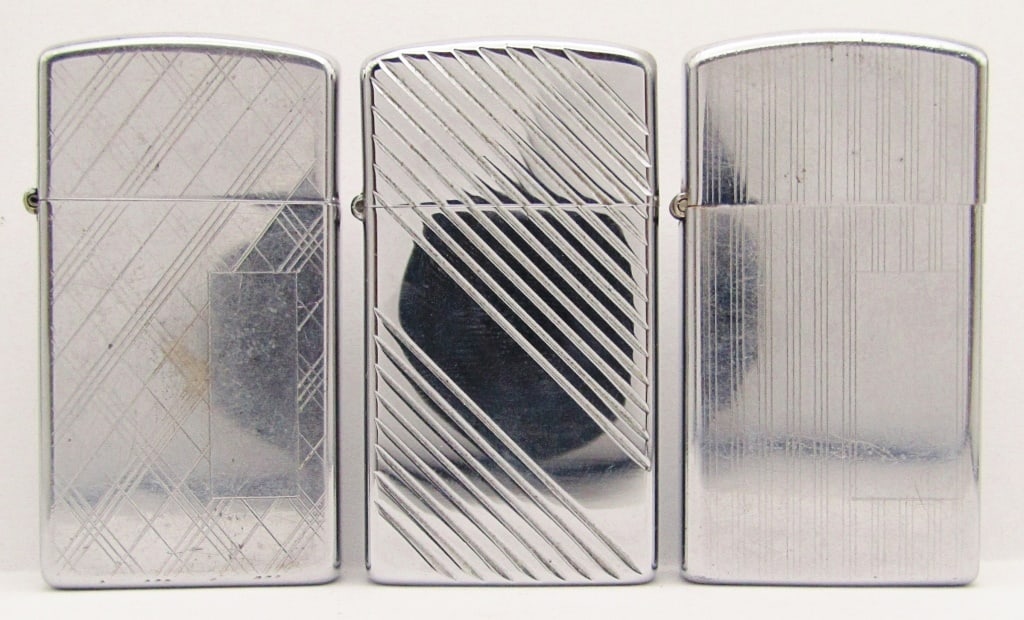 1972, 1981, 1995 Slim Chrome Zippo Lighters: Used Conditions.